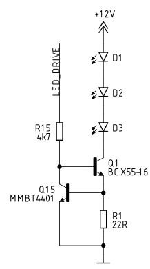 Constant current
      LED driver using NPN transistors