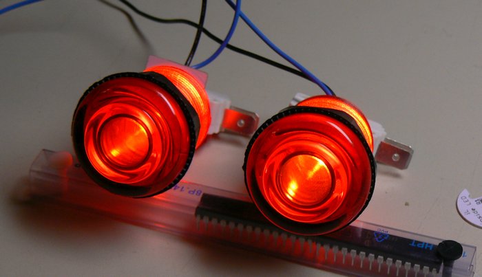 Illuminated red concave
      translucent IL arcade buttons