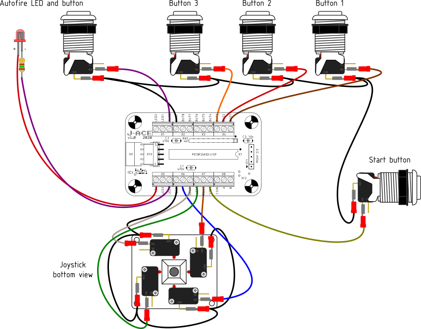Arcade joystick and buttons
        wiring diagram