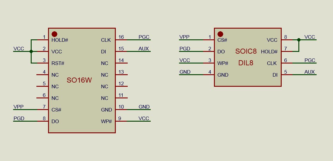 SPI FLASH to PICkit
          connection diagram